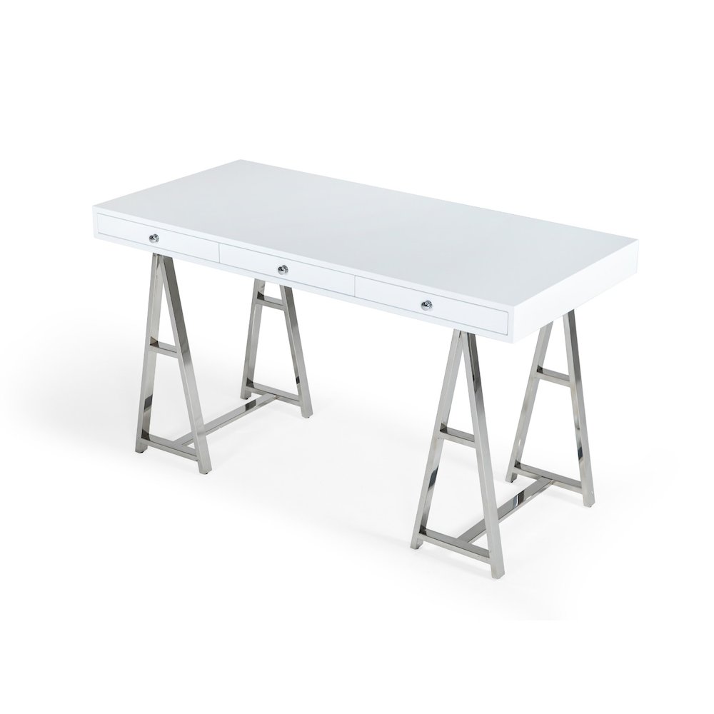 Modrest Ostrow - White + Stainless Steel Desk. Picture 4