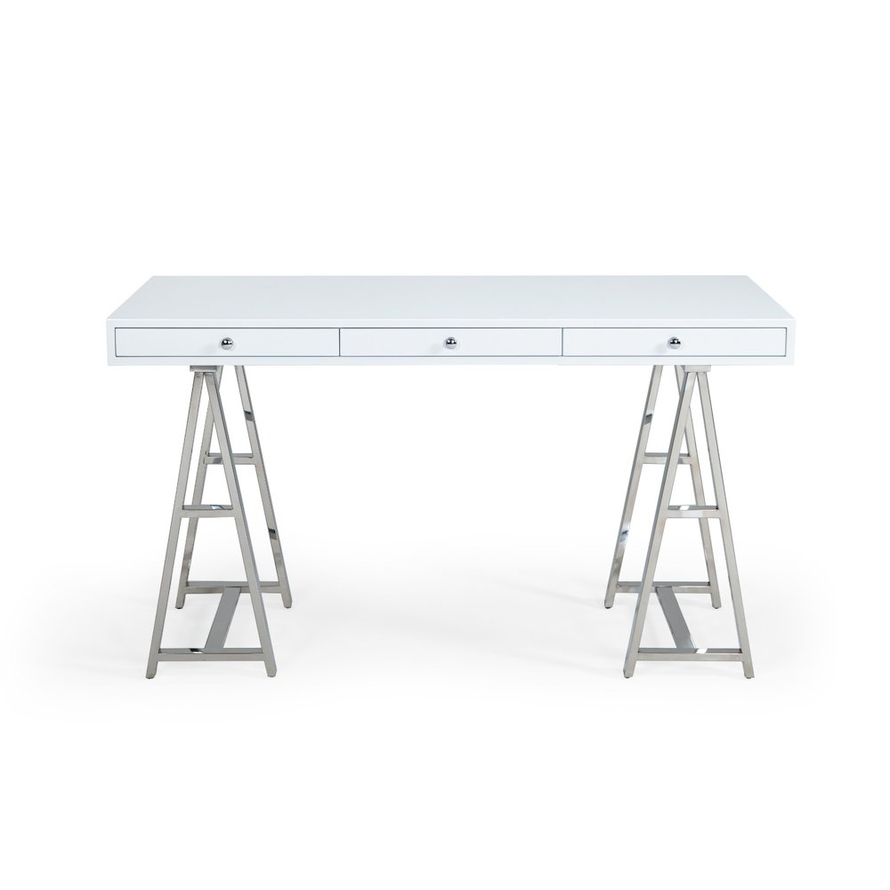 Modrest Ostrow - White + Stainless Steel Desk. Picture 5