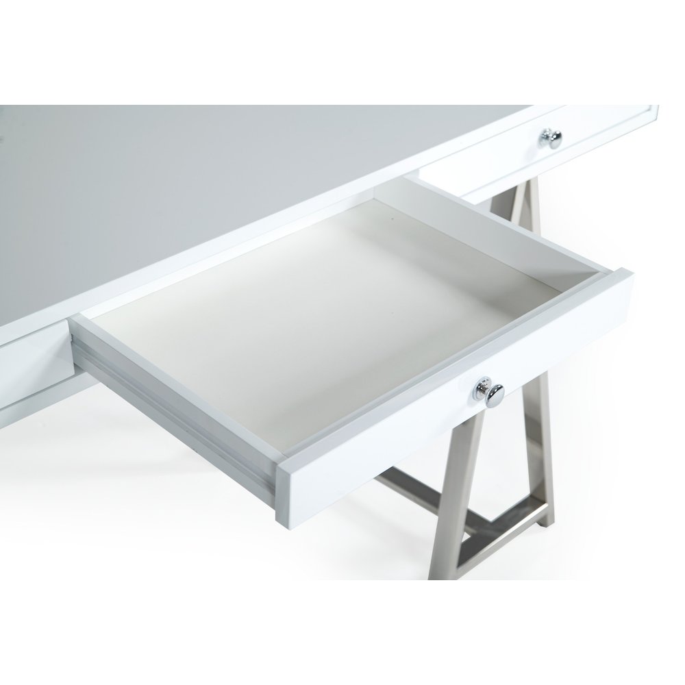 Modrest Ostrow - White + Stainless Steel Desk. Picture 6