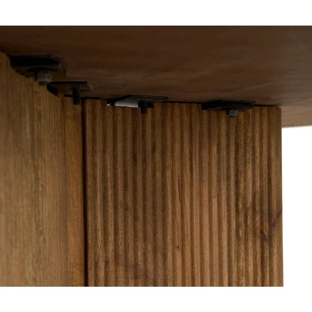 Pawnee - Modern Travertine Marble Wood Round Dining Table. Picture 3