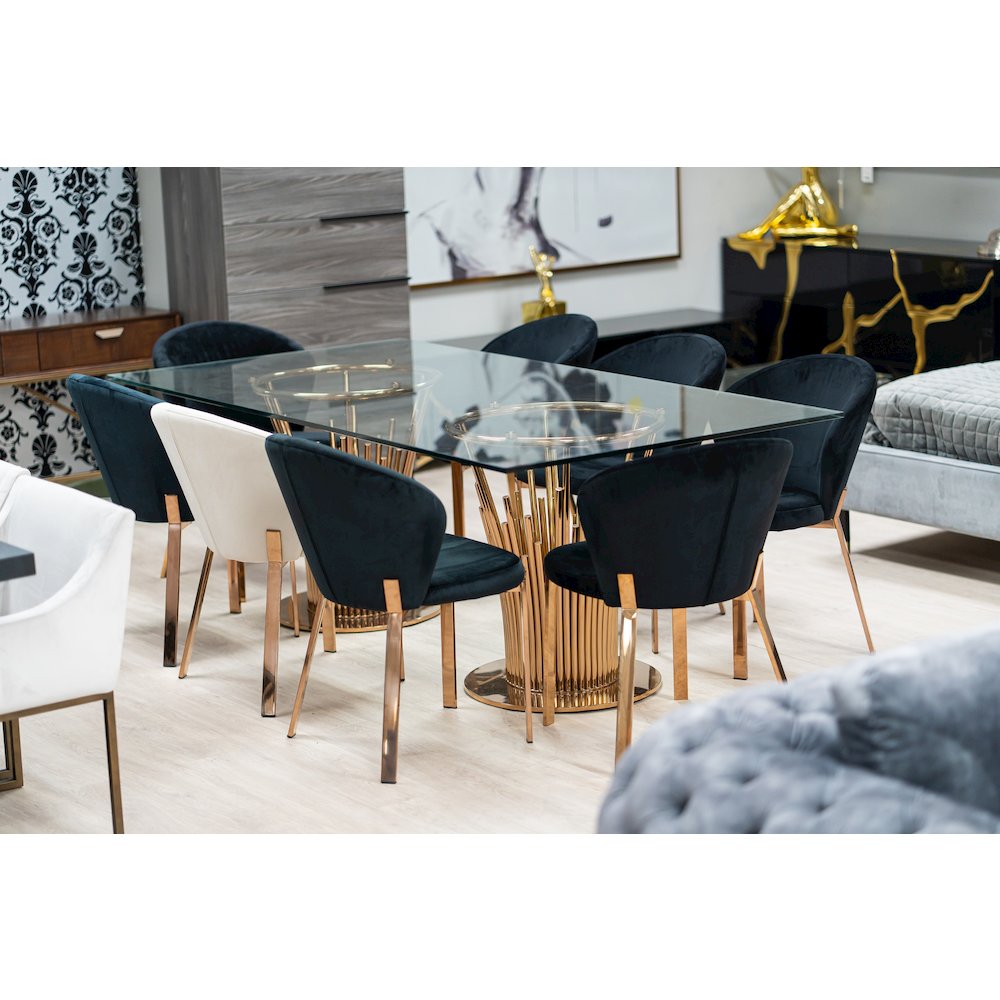 Modrest Paxton Modern Glass & Rosegold Dining Table. Picture 7