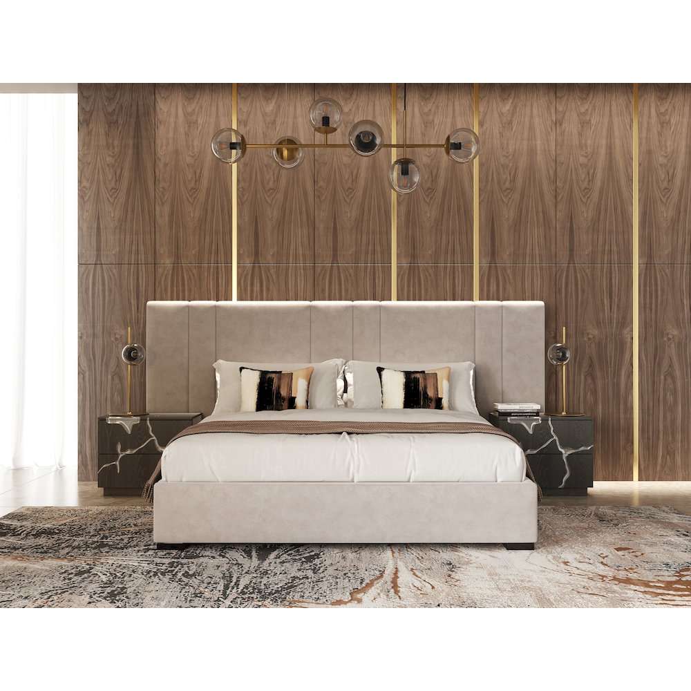 Penrose - Modern Beige Fabric Eastern King Bed. Picture 2