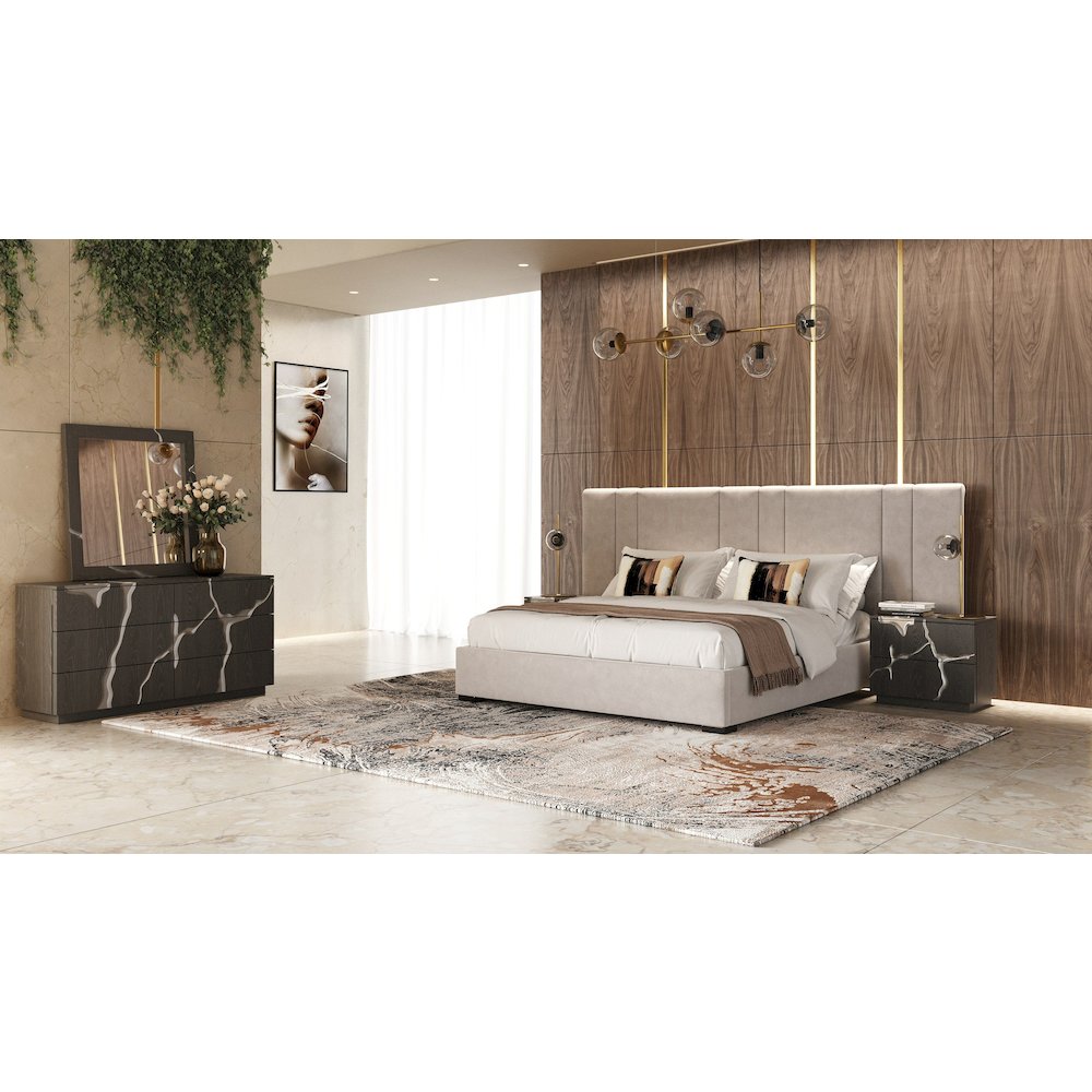 Penrose - Modern Beige Fabric Eastern King Bed. Picture 3