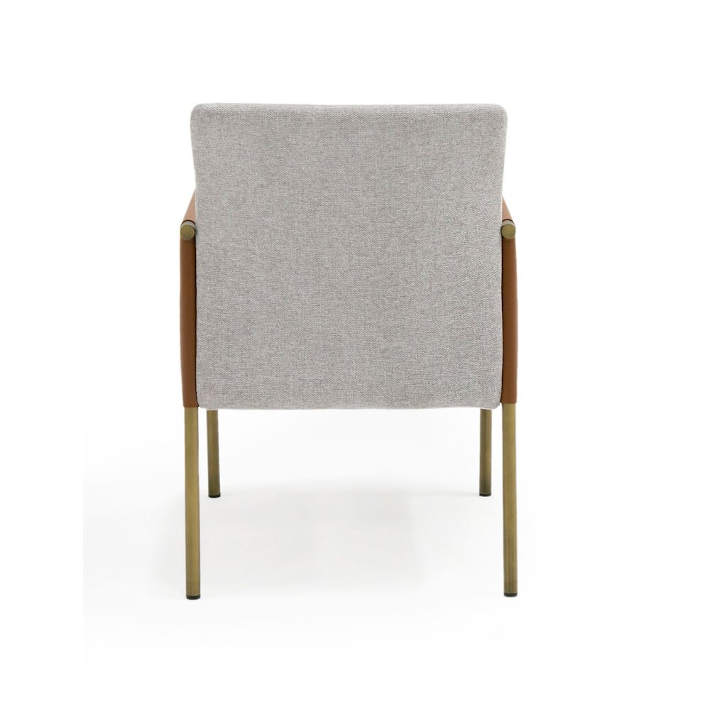 Modrest Pettit - Modern Light Grey/ Camel and Brass Arm Dining Chair. Picture 4
