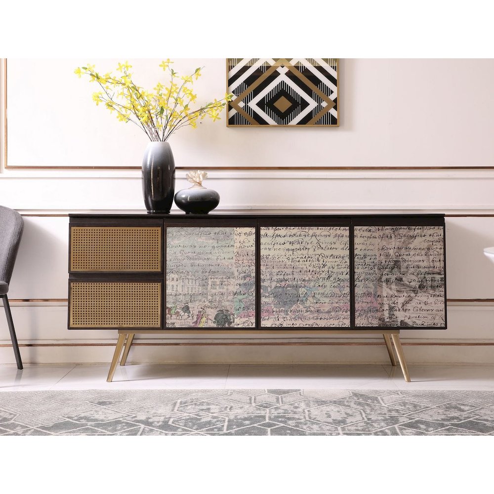 Modrest Phelan - Modern Smoked Ash & Brass Buffet. Picture 1