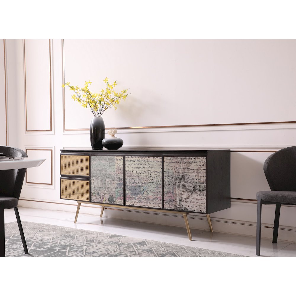 Modrest Phelan - Modern Smoked Ash & Brass Buffet. Picture 2