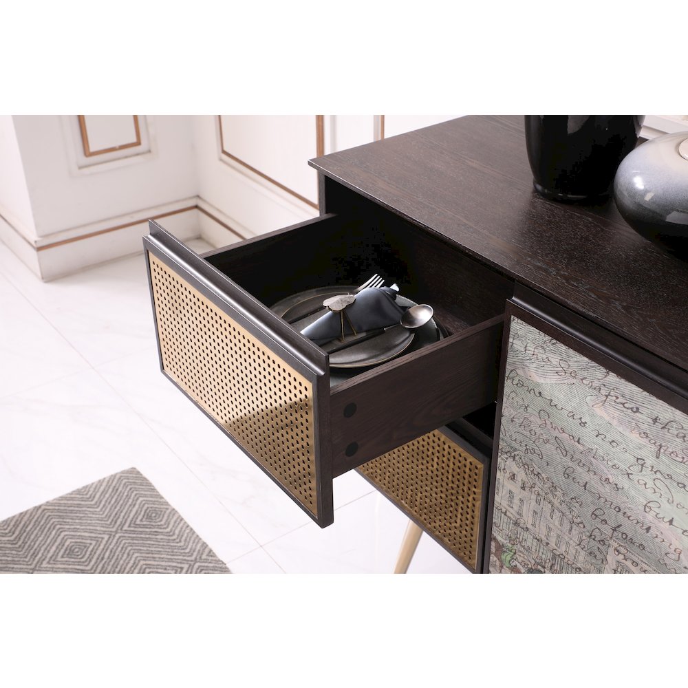 Modrest Phelan - Modern Smoked Ash & Brass Buffet. Picture 9