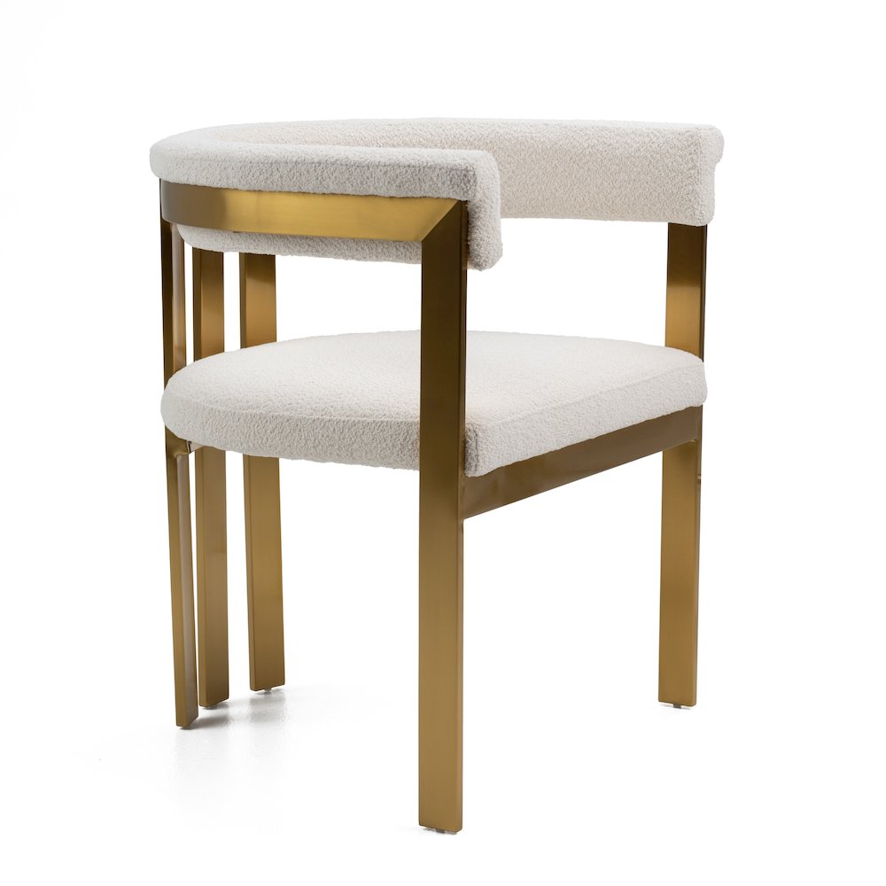Pontiac - Modern Beige Sherpa Gold Dining Chair. Picture 1