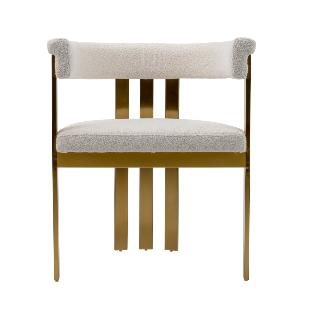 Pontiac - Modern Beige Sherpa Gold Dining Chair. Picture 2