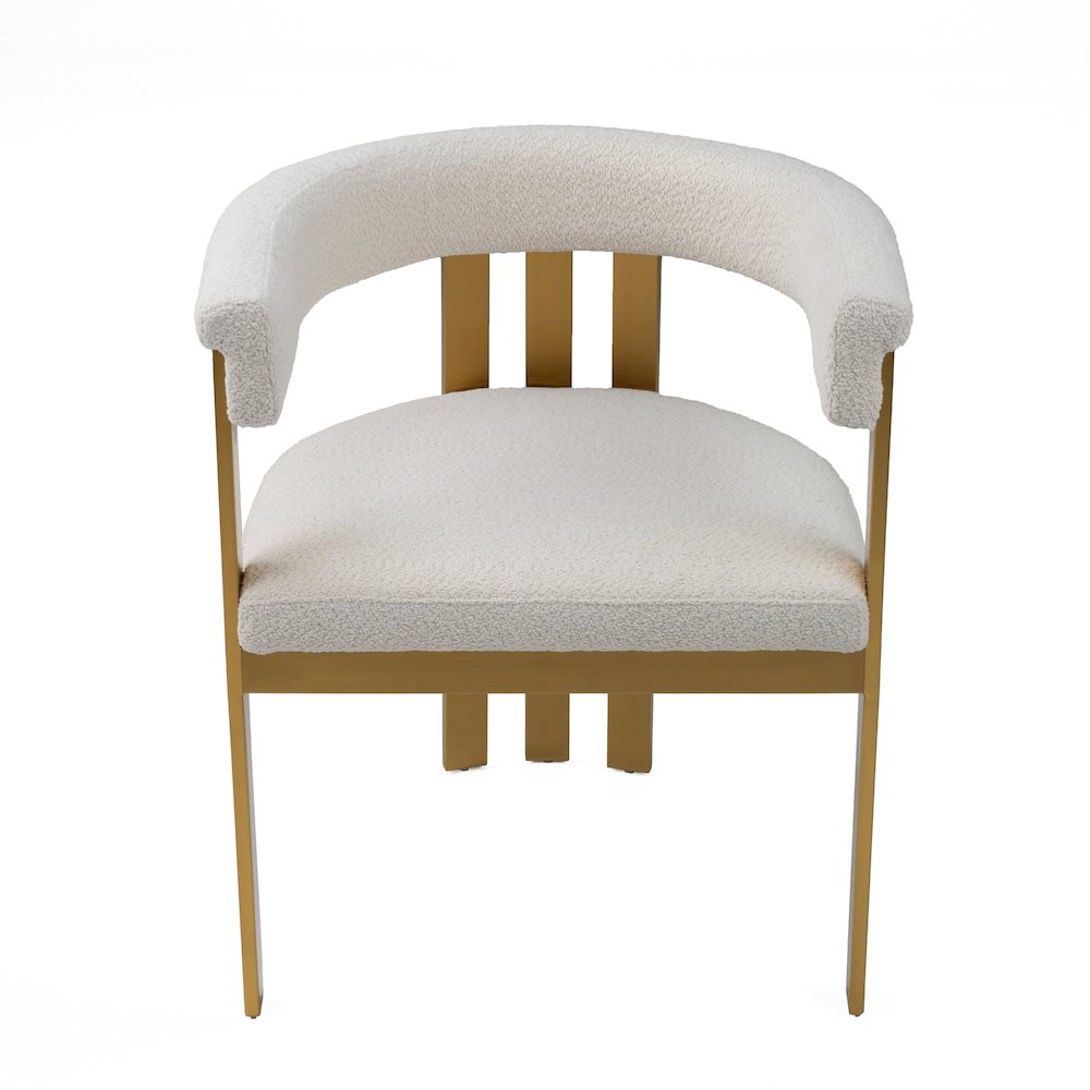 Pontiac - Modern Beige Sherpa Gold Dining Chair. Picture 3