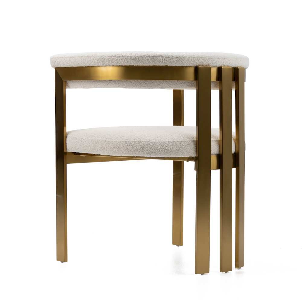 Pontiac - Modern Beige Sherpa Gold Dining Chair. Picture 4