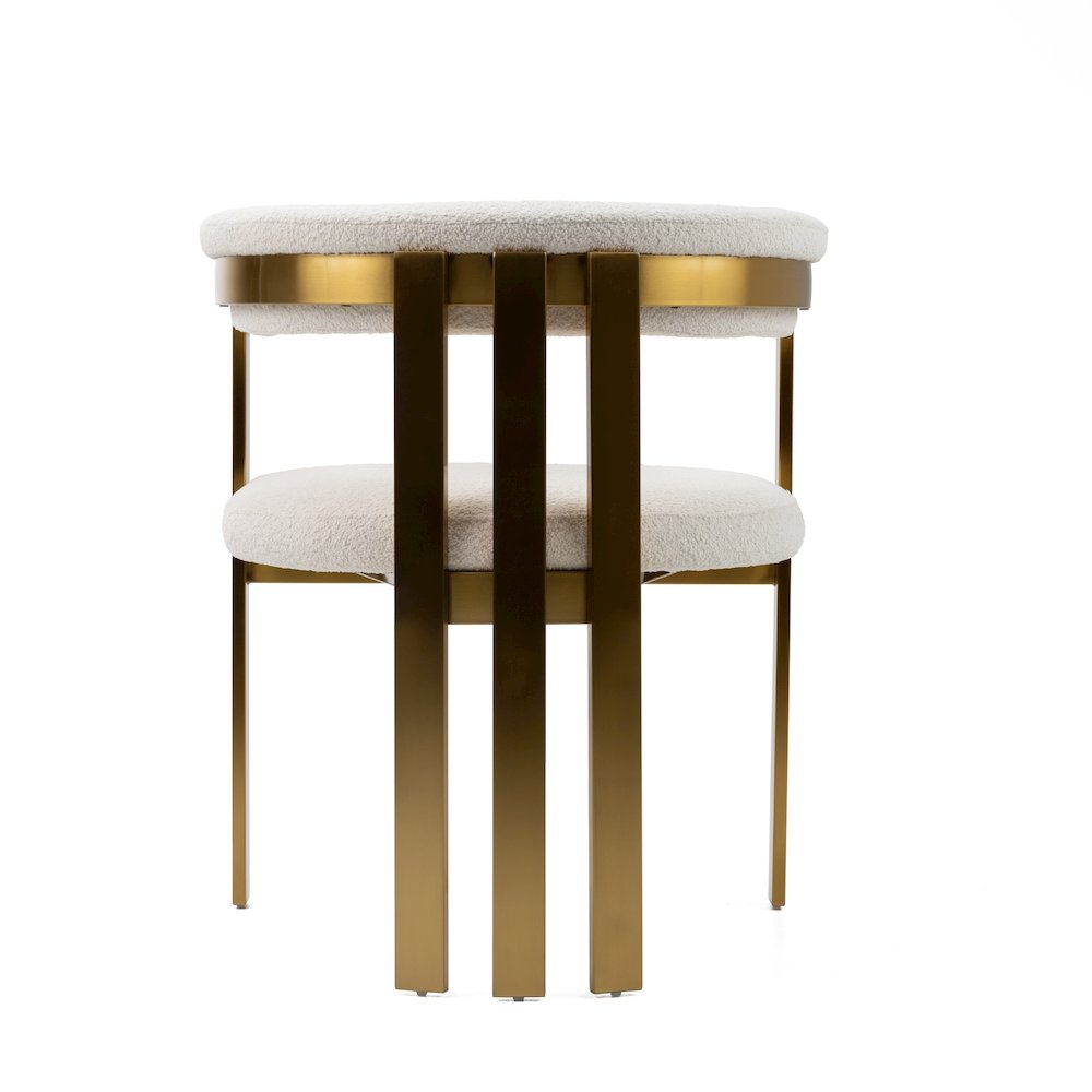 Pontiac - Modern Beige Sherpa Gold Dining Chair. Picture 5