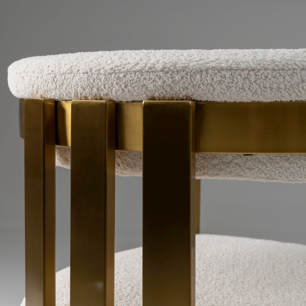 Pontiac - Modern Beige Sherpa Gold Dining Chair. Picture 7