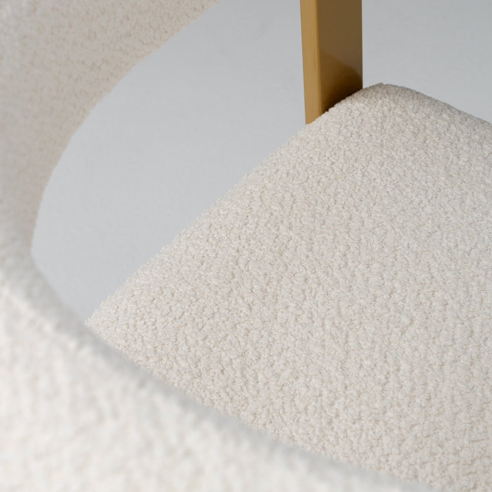 Pontiac - Modern Beige Sherpa Gold Dining Chair. Picture 8