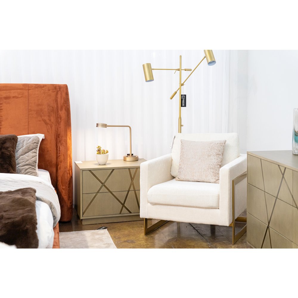 Modrest Prince - Contemporary Cream + Gold Fabric Accent Chair. Picture 5