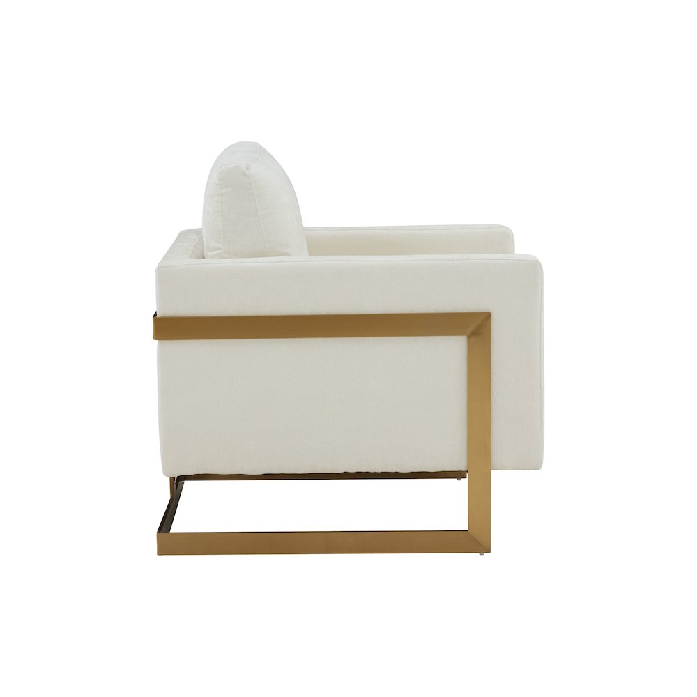 Modrest Prince - Contemporary Cream + Gold Fabric Accent Chair. Picture 2