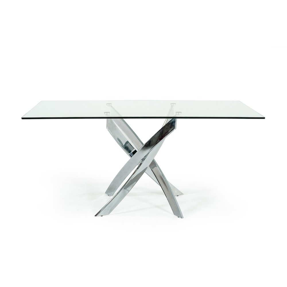 Pyrite Modern Rectangular Glass Dining Table. Picture 3
