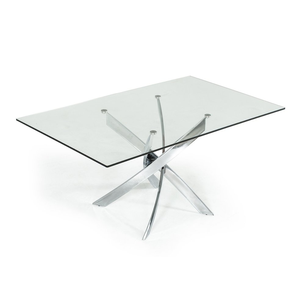 Pyrite Modern Rectangular Glass Dining Table. Picture 2