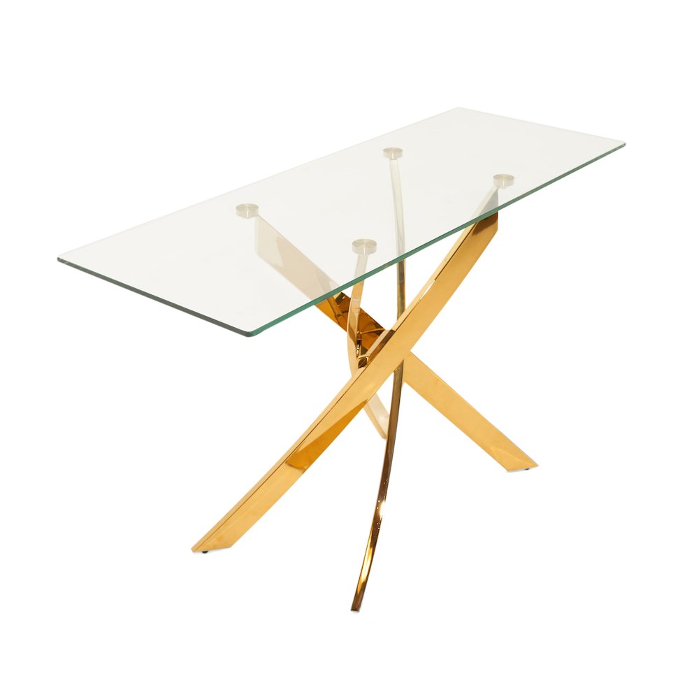Modrest Pyrite Modern Glass and Gold Console Table. Picture 2