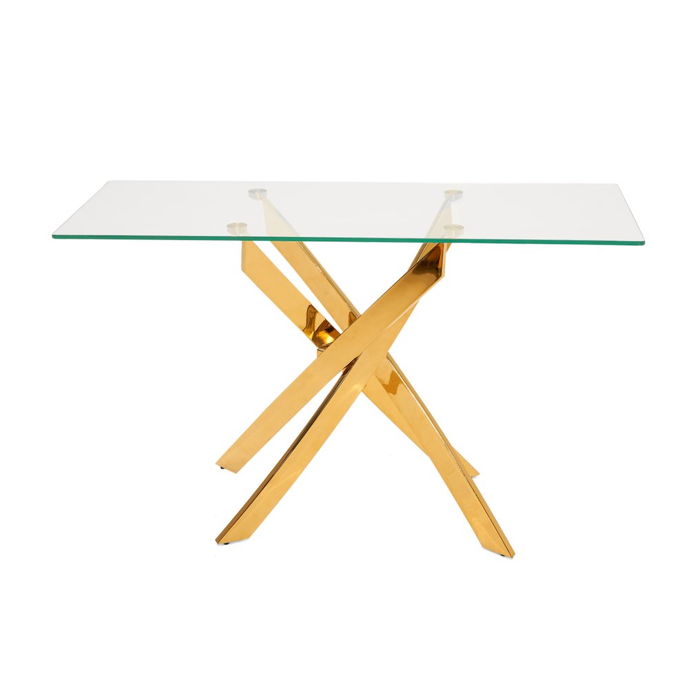 Modrest Pyrite Modern Glass and Gold Console Table. Picture 1