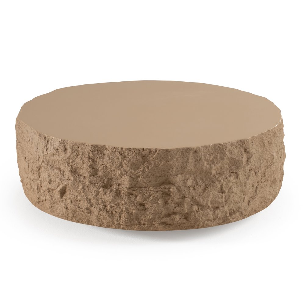 Modrest Quarry - Modern Beige Round Coffee Table. Picture 5