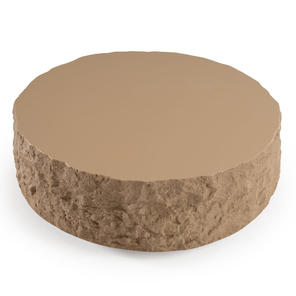 Modrest Quarry - Modern Beige Round Coffee Table. Picture 6