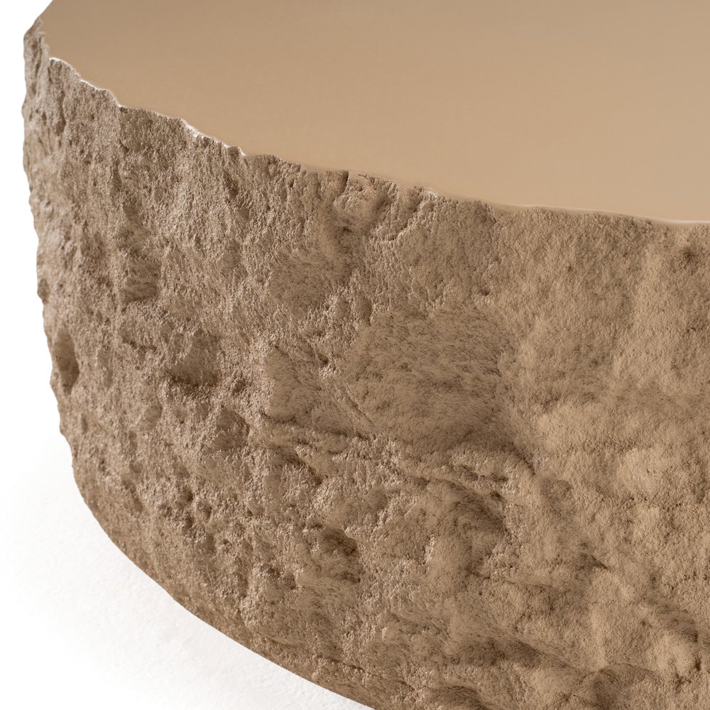 Modrest Quarry - Modern Beige Round Coffee Table. Picture 7