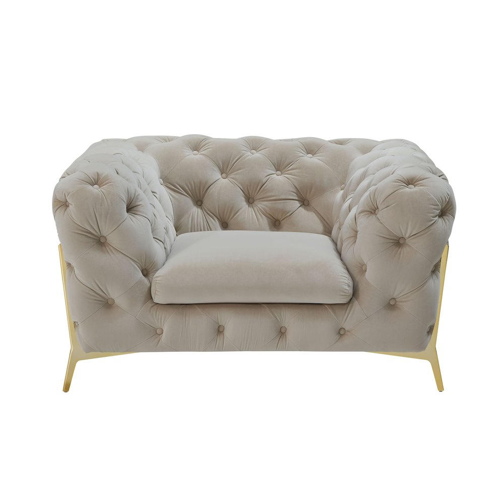 Divani Casa Quincey - Transitional Beige Velvet Chair. Picture 1