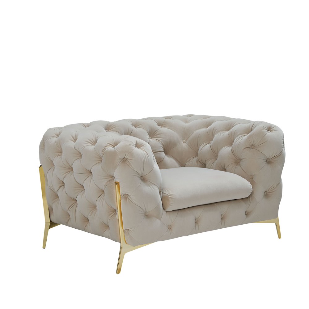 Divani Casa Quincey - Transitional Beige Velvet Chair. Picture 2