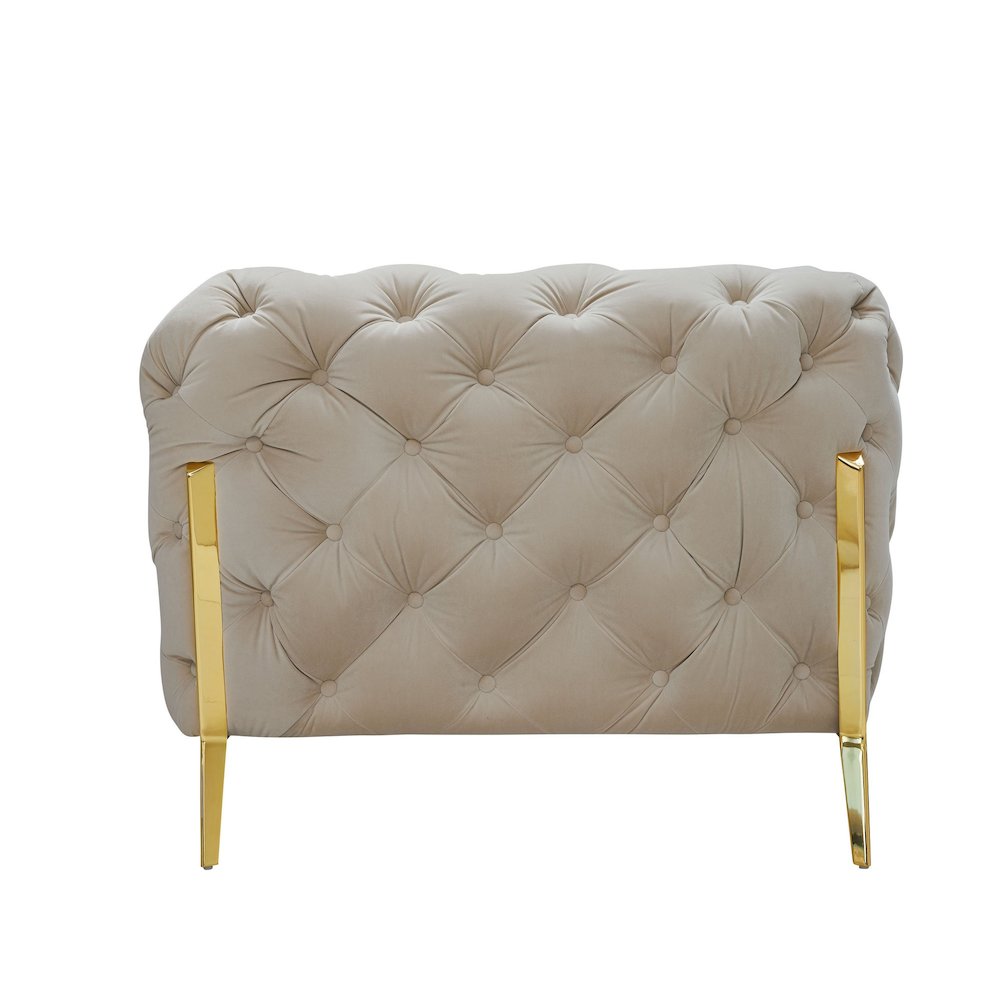 Divani Casa Quincey - Transitional Beige Velvet Chair. Picture 4
