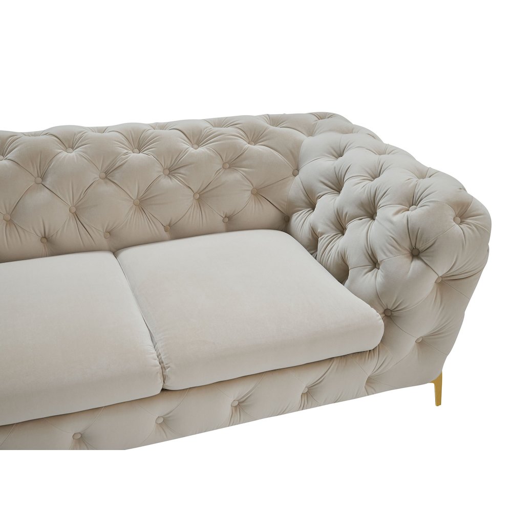 Divani Casa Quincey - Transitional Beige Velvet Chair. Picture 5