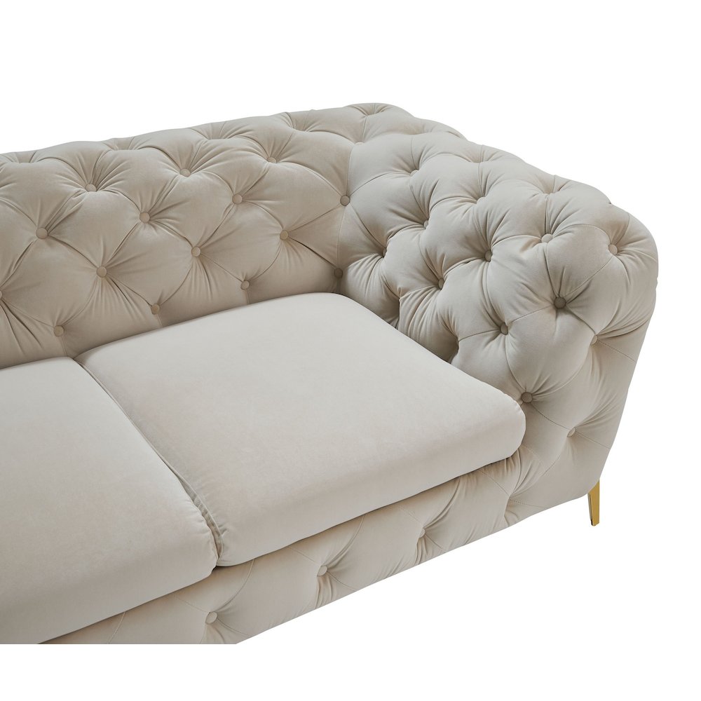 Divani Casa Quincey - Transitional Beige Velvet Chair. Picture 6