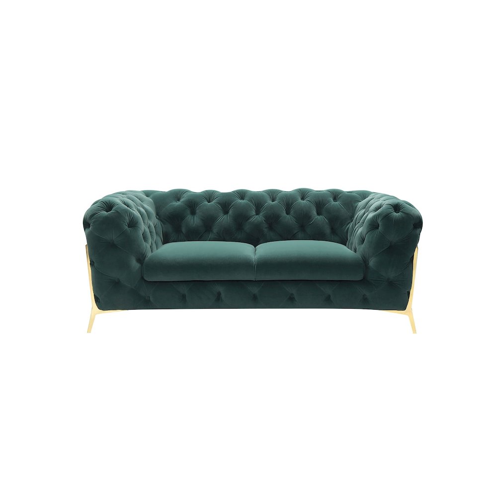 Divani Casa Quincey - Transitional Emerald Green Velvet Loveseat. Picture 1