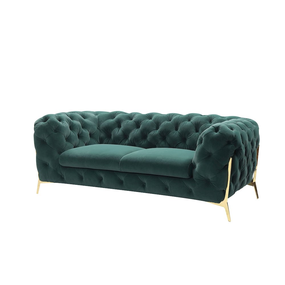 Divani Casa Quincey - Transitional Emerald Green Velvet Loveseat. Picture 2