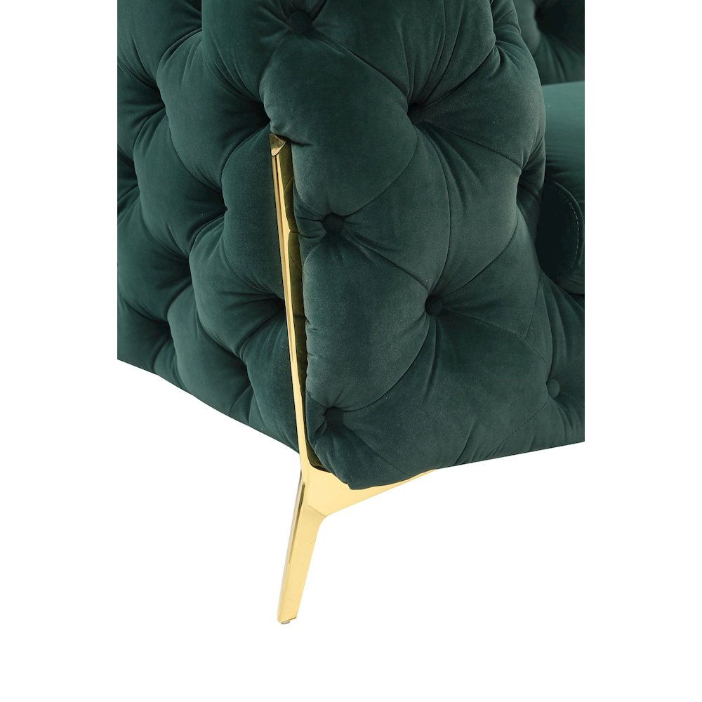 Divani Casa Quincey - Transitional Emerald Green Velvet Loveseat. Picture 3