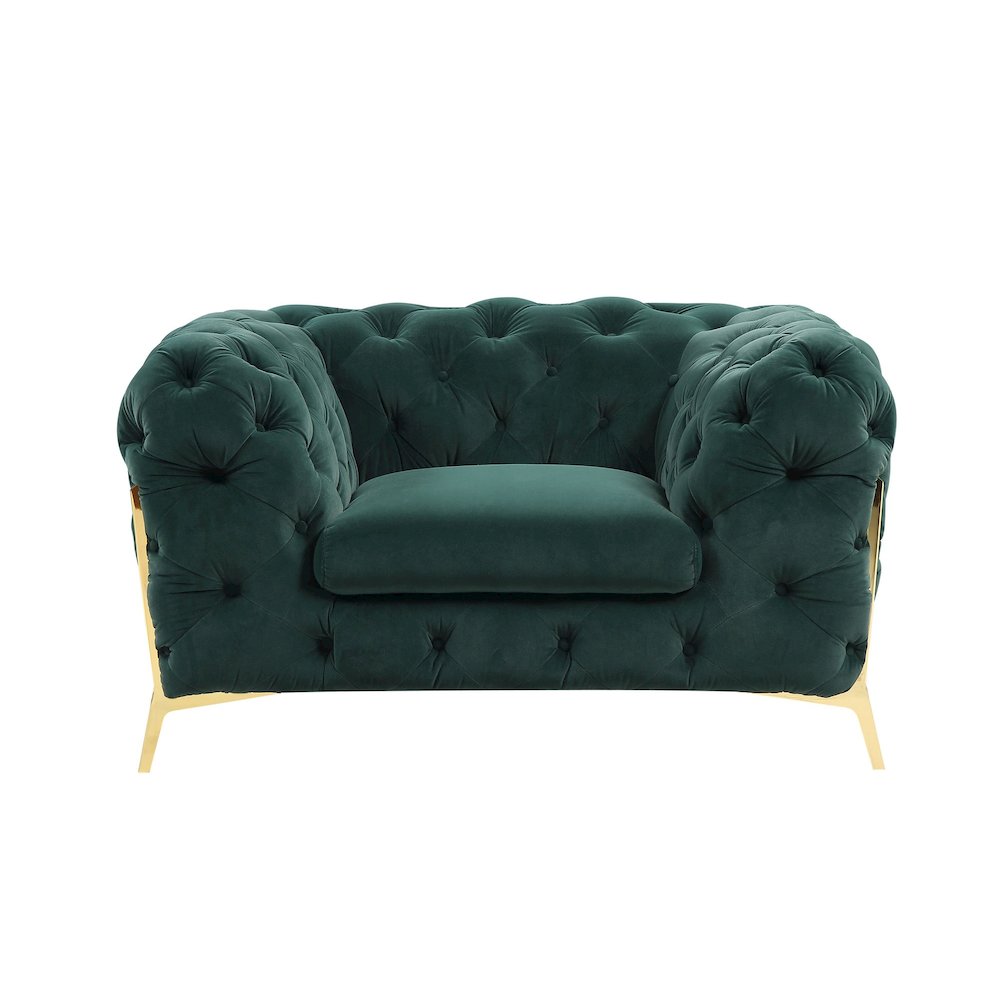 Divani Casa Quincey - Transitional Emerald Green Velvet Chair. Picture 1