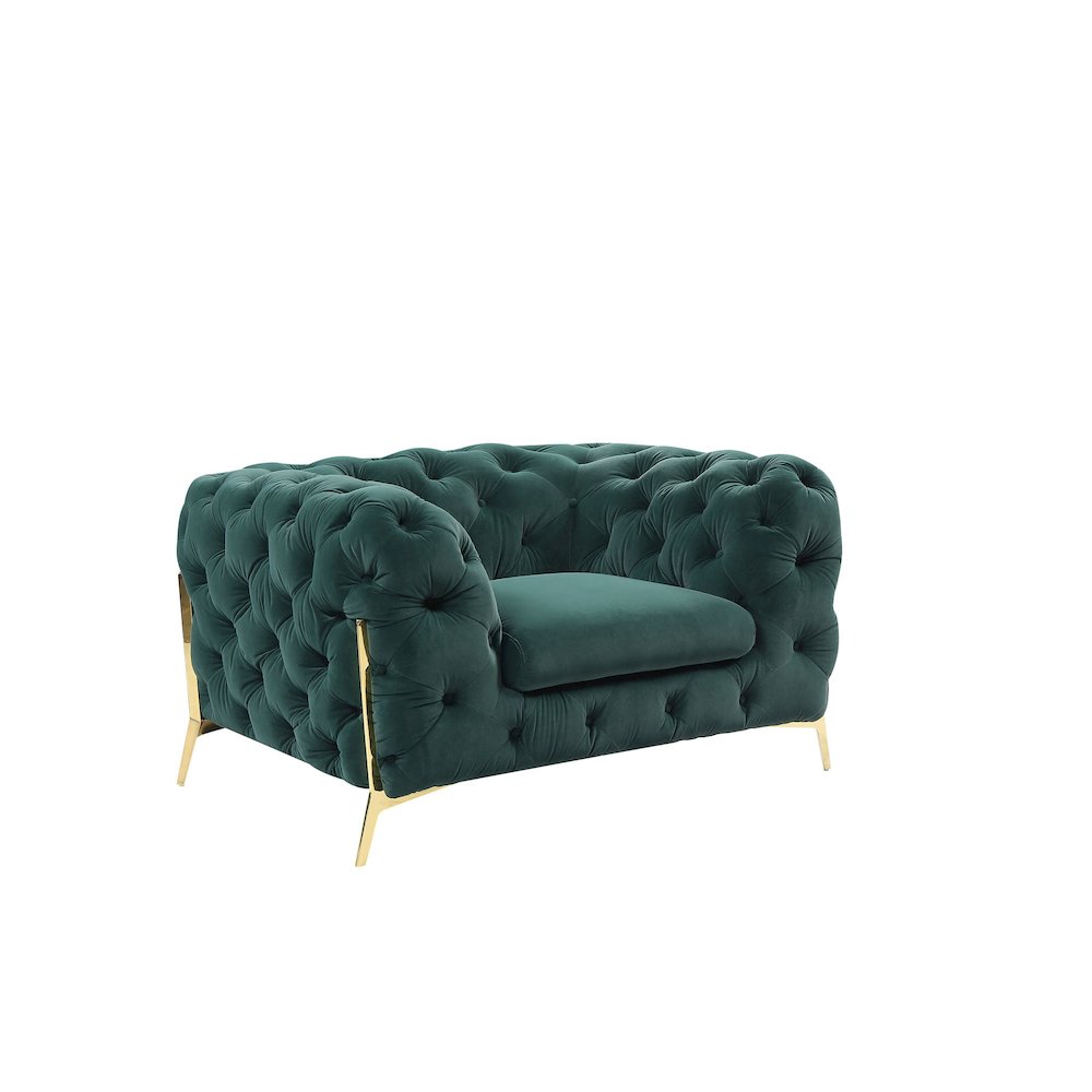 Divani Casa Quincey - Transitional Emerald Green Velvet Chair. Picture 2