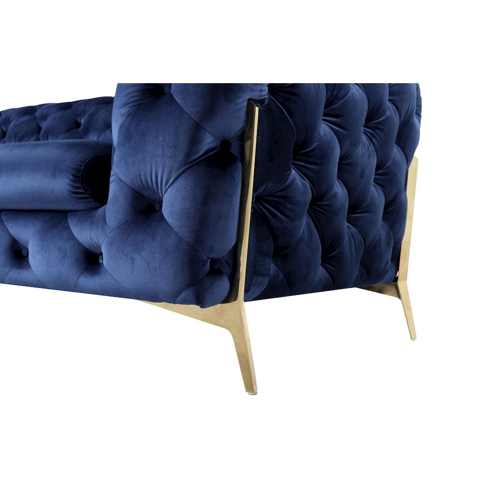 Divani Casa Quincey - Transitional Blue Velvet Loveseat. Picture 3