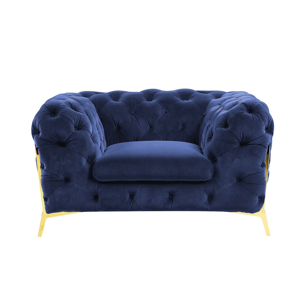 Divani Casa Quincey - Transitional Blue Velvet Chair. Picture 1