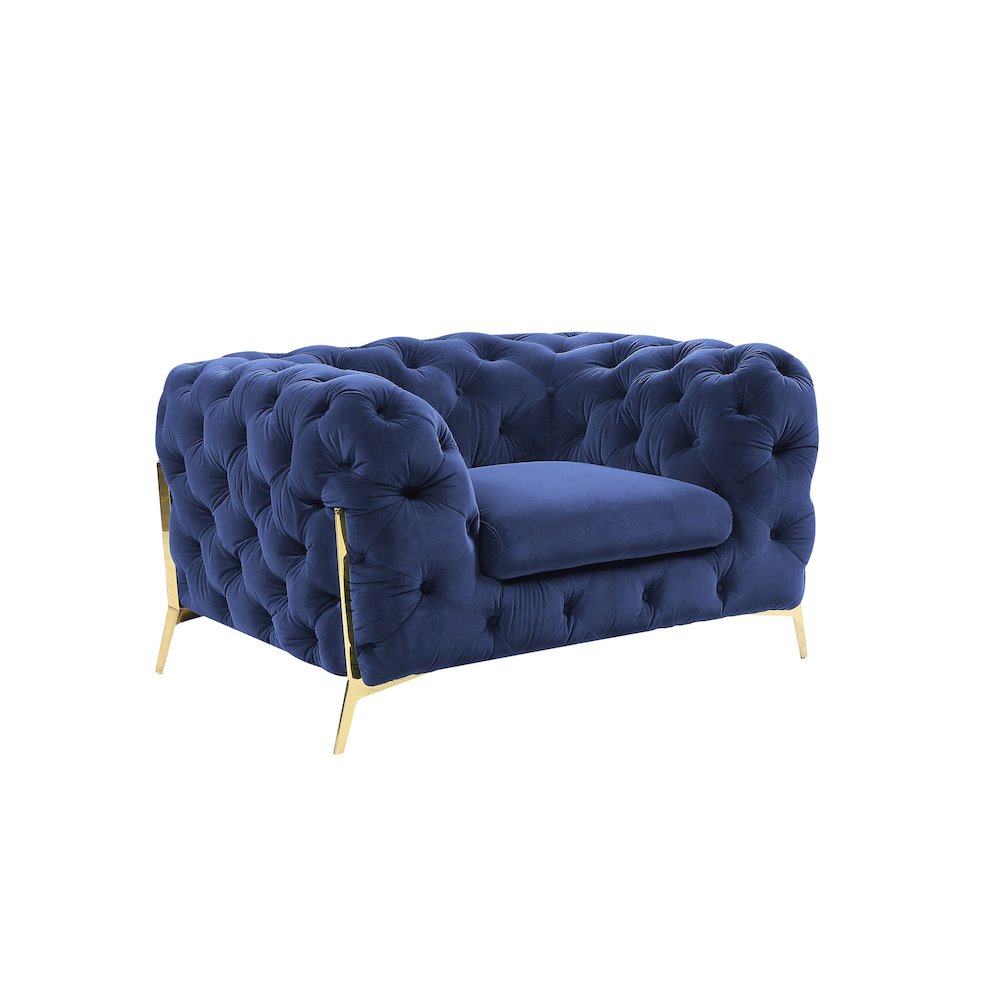 Divani Casa Quincey - Transitional Blue Velvet Chair. Picture 2
