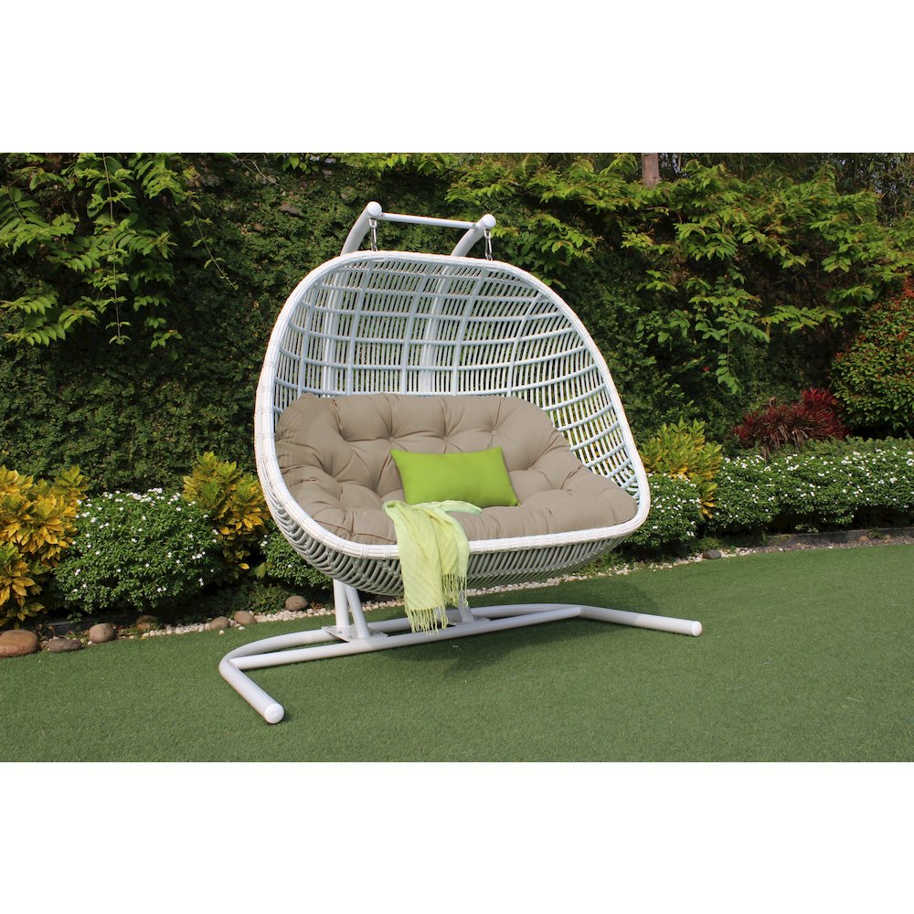 Renava San Juan Outdoor White & Beige Hanging Chair. Picture 3