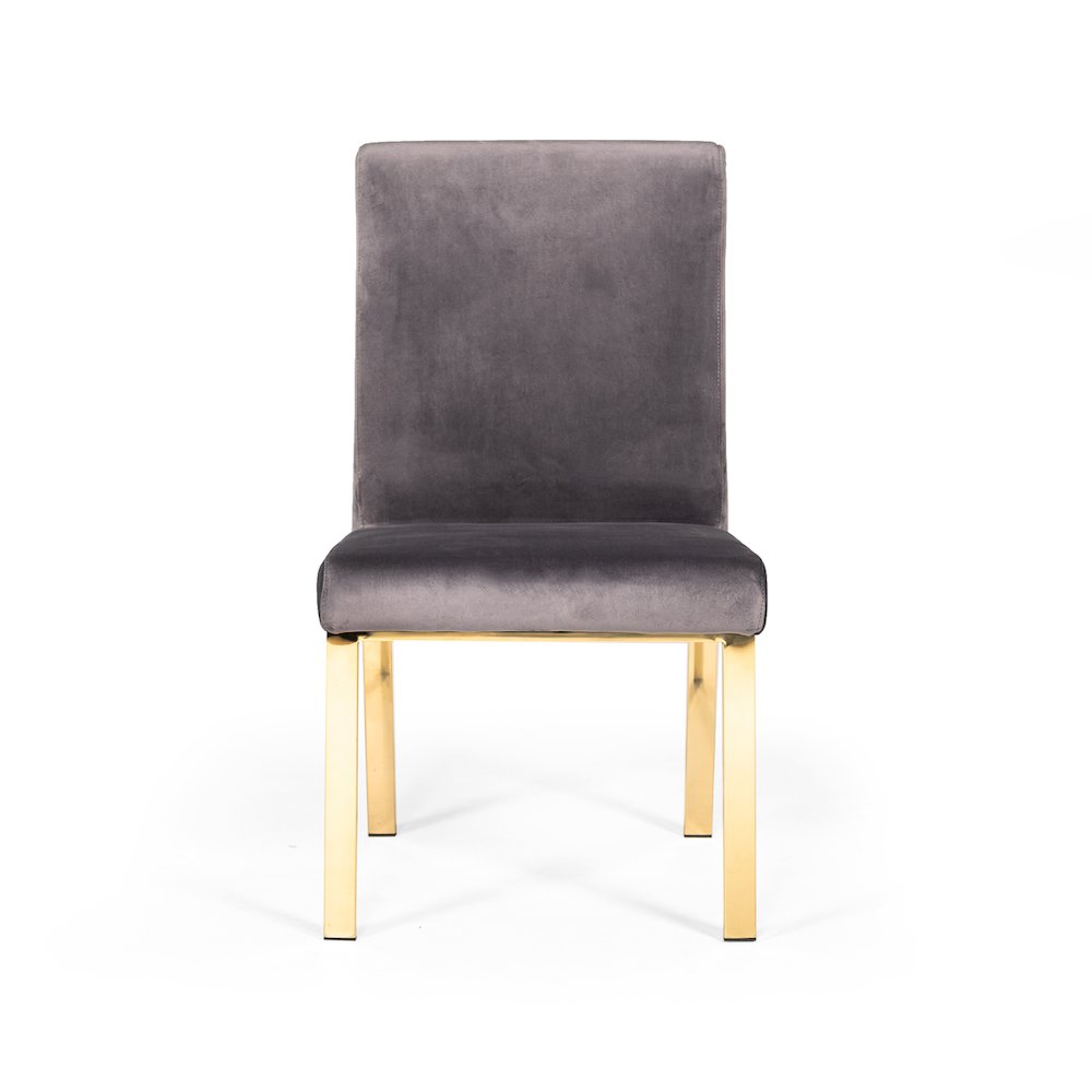 Modrest Reba Modern Grey Velvet & Gold Dining Chair (Set of 2). Picture 4
