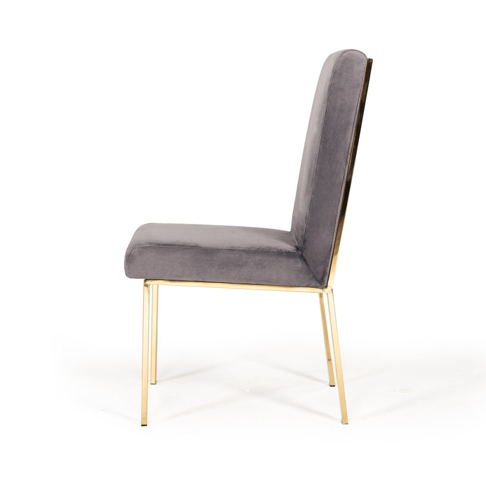 Modrest Reba Modern Grey Velvet & Gold Dining Chair (Set of 2). Picture 3