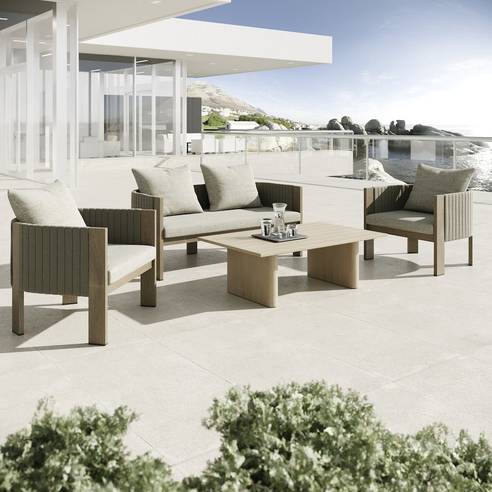 Renava Salvora - Outdoor Beige Fabric & Grey Rope Chair. Picture 7