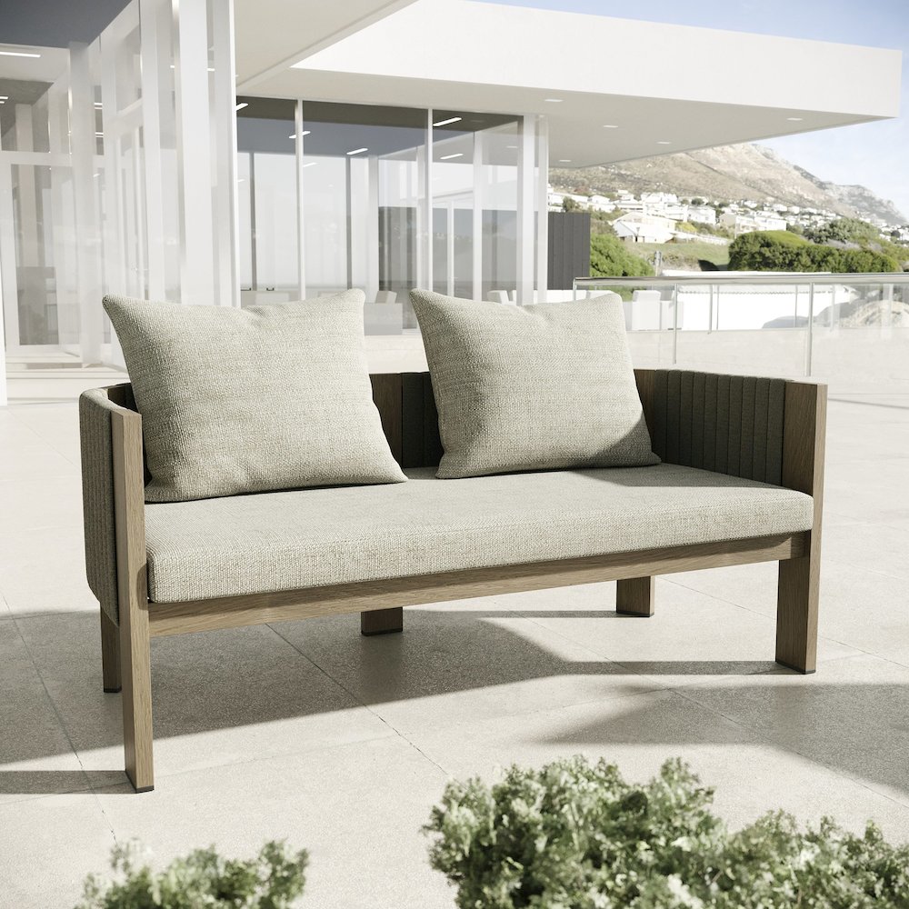 Renava Salvora - Outdoor Beige Fabric & Grey Rope Sofa Set. Picture 8