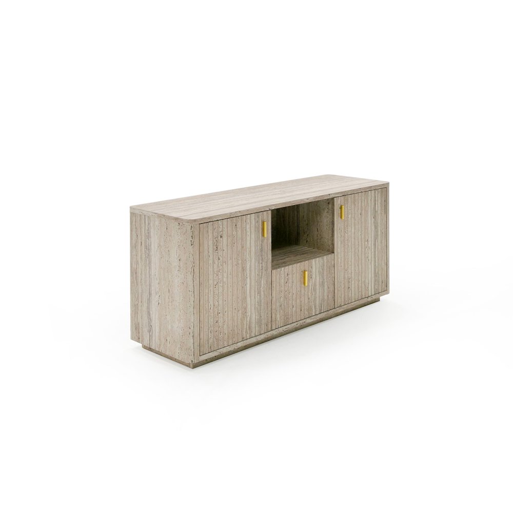 Nova Domus Roma - Modern Faux Travertine + Gold File Cabinet. Picture 1
