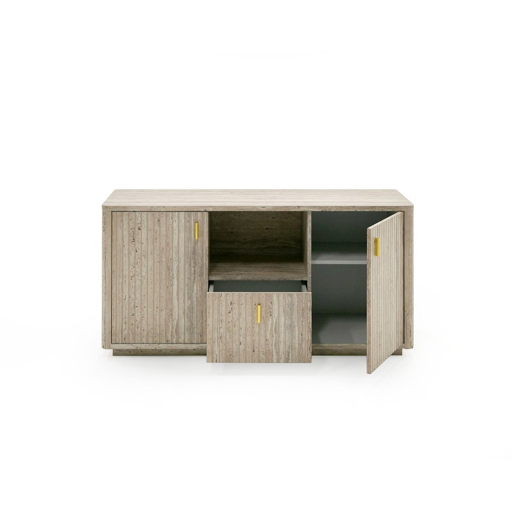 Nova Domus Roma - Modern Faux Travertine + Gold File Cabinet. Picture 2