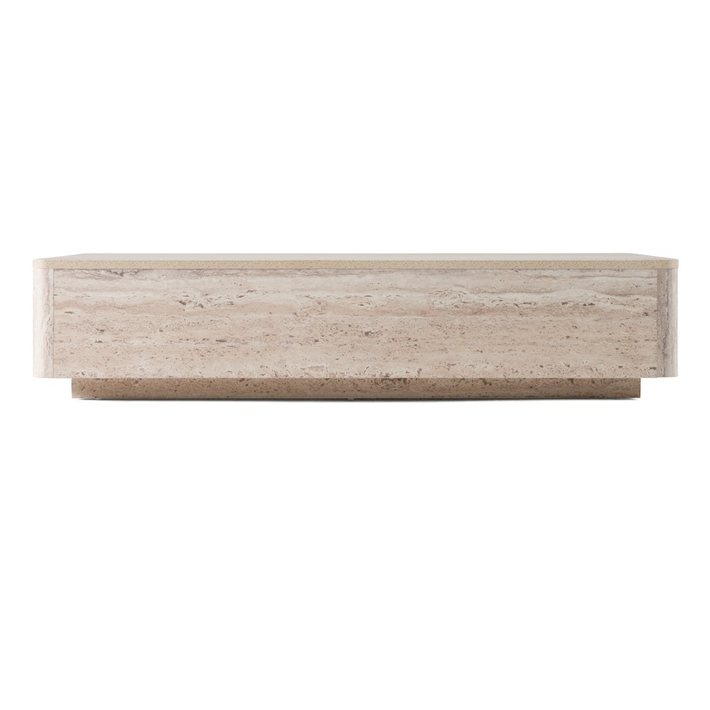 Roma - Modern Faux Travertine Rectangular Coffee Table. Picture 1