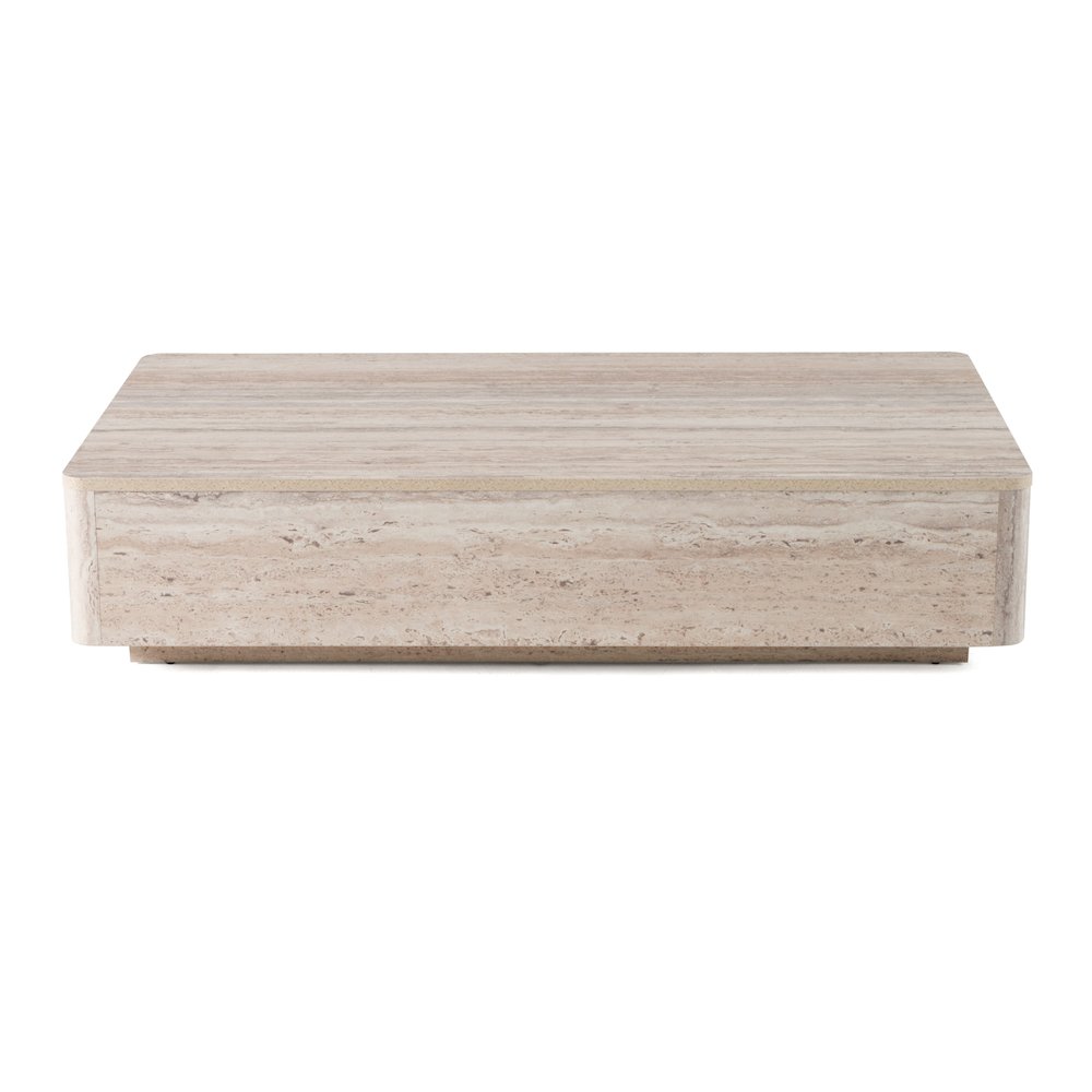 Roma - Modern Faux Travertine Rectangular Coffee Table. Picture 3