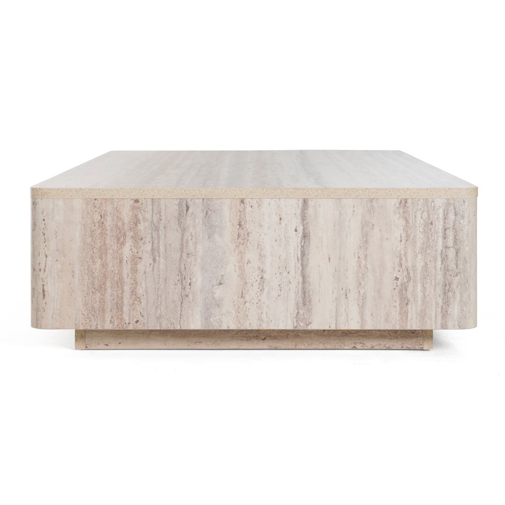 Roma - Modern Faux Travertine Rectangular Coffee Table. Picture 5